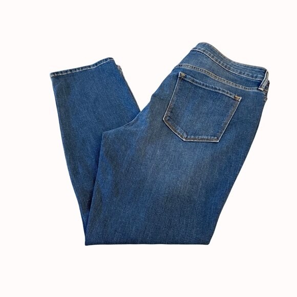 Old Navy Womens Power Straight Distressed Blue Denim Jeans Size 14 Short Ripped - Picture 3 of 15